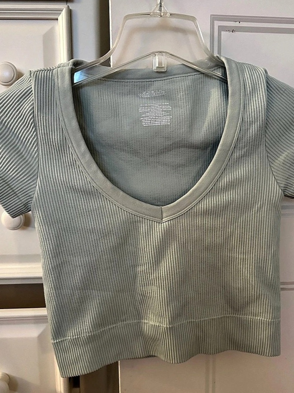 Wild Fable Ribbed Short Sleeve Top in Green